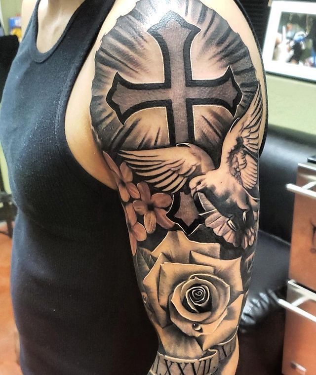 Crosses Full Sleeve Tattoos