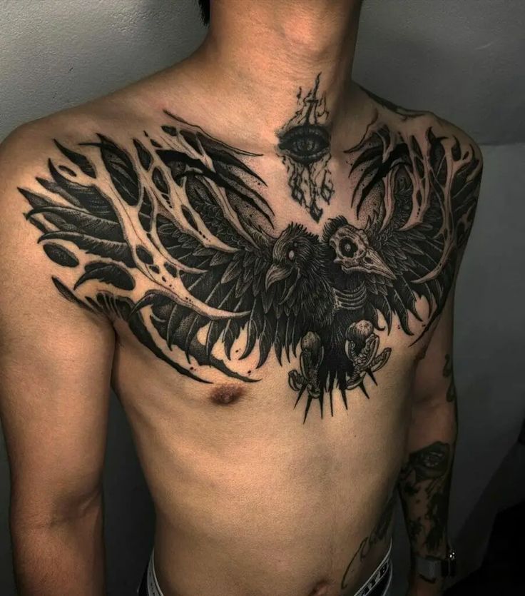 Crow Chest Tattoo