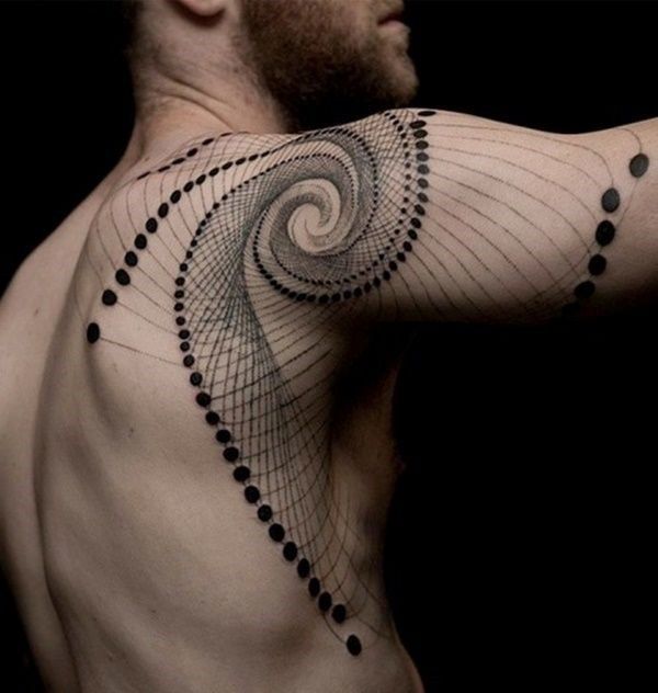Geometric Shapes Shoulder Tattoo Men