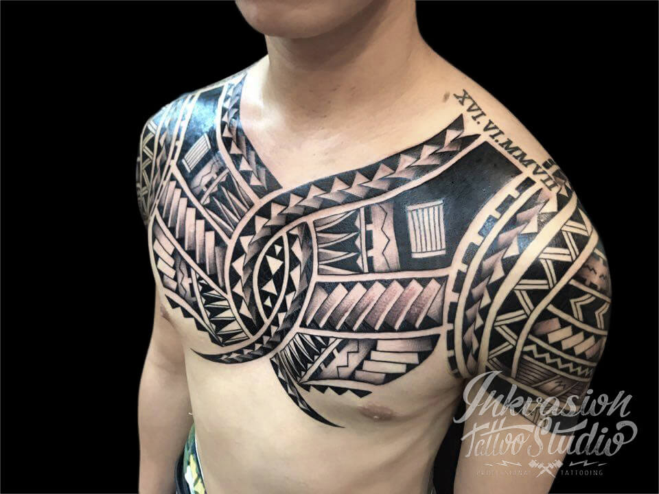 Polynesian Chest Tattoo