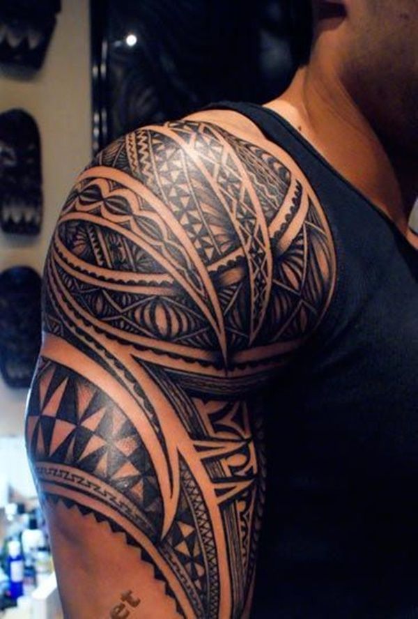 Tribal Patterns Shoulder Tattoo Men