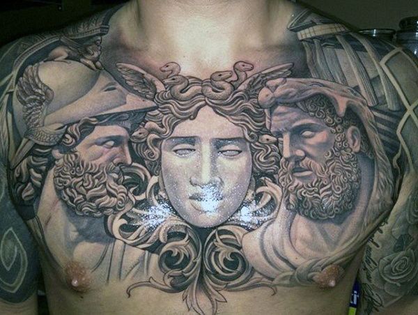 greek mythology chest tattoo