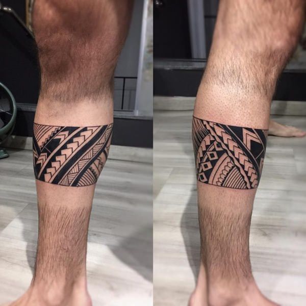tribal leg band tattoos for men